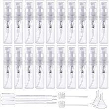 BENECREAT 80PCS 2ml Mini Plastic Clear Spray Bottles Portable Perfume Mouthwash Atomizers with 6PCS 1ml Pipettes, 2PCS Funnels and 2PCS Plastic Pump for Travel Perfume and Essential Oil