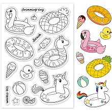 GLOBLELAND Summer Theme Silicone Clear Stamps Fruit Ice Cream Summer Ocean Beach Transparent Stamps for Holiday Greeting Cards Making DIY Scrapbooking Photo Album Decoration Paper Craft