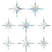 GORGECRAFT 2 Sizes Star Window Clings Glass Decals 3D Sun Catcher Stickers Non Adhesive Prism Vinyl Film Static Anti-Collision Alert Decal for Prevent Birds Strikes