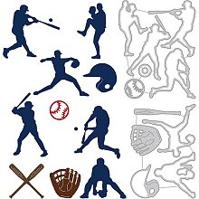 BENECREAT 2Pcs Baseball Theme Cutting Dies Stencil, Baseball Player Metal Embossing Cut Stencils Craft Embossing Tools for Card DIY Scrapbooking Decorative Albumn, 0.8mm Thick