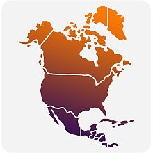 FINGERINSPIRE North America Map Stencil 11.8x11.8 inch Hollow Out United States Canada Mexico Map Drawing Stencil Reusable North America Travel Place Map Craft Stencil for Photo Album, Wall, Paper