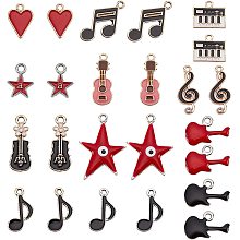 SUPERFINDINGS 48Pcs 12 Styles Alloy Music Elements Charm Light Gold Musical Note Pendants with Enamel Rock Music Charms for Jewelry Making and DIY Crafting