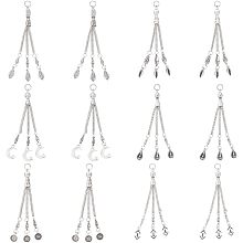 AHANDMAKER 12 Pcs Tibetan Style Alloy Curb Chain Tassel Pendants, 6 Style Metal Tassel Long Chain Charm Pendants for Bags Earring DIY Jewelry Making, Hole: 5mm