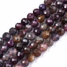 Honeyhandy Natural Ruby Beads Strands, Faceted, Round, 5.5mm, Hole: 0.9mm, about 94pcs/strand, 94~95pcs/strand, 15.94 inch(40.5cm)