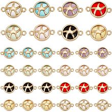 PandaHall Elite 32 Pieces 8 Color Starfish Charms, Double Hole Glass Link Charms Flat Round Starfish Connector Beads for DIY Bracelet Necklace Jewelry Making Seaside Summer