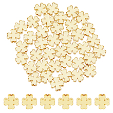 DICOSMETIC 40Pcs Brass Beads, Long-Lasting Plated, Clover, Real 18K Gold Plated, 8x8x3mm, Hole: 1.4mm