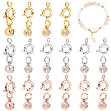 PandaHall Elite 30pcs Stopper Beads with Brass Spring Ring Clasps 18k Gold Plated Spring Clasps Silicone Stopper Beads Round Closed Ring Clasps for DIY Necklaces Anklets Jewelry Making, 7.5x17mm