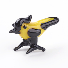 Honeyhandy Home Decorations, Handmade Lampwork Display Decorations, Bird, Yellow and Black, 30x11x17mm