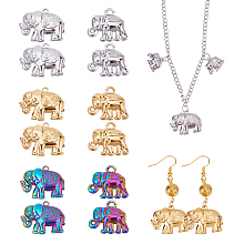 CHGCRAFT 12Pcs 6 Style 304 Stainless Steel Pendants, Elephant, Mixed Color, 13.5~19.5x15.5~25.5x3mm, Hole: 1.6~1.8mm, 2pcs/style