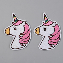 Honeyhandy Computerized Embroidery Cloth Iron on/Sew on Patches, Appliques, Costume Accessories,  Unicorn, Hot Pink, 86x63x1.5mm