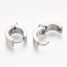 Honeyhandy 201 Stainless Steel Hoop Earring Findings, with Vertical Loop and 304 Stainless Steel Pins, Stainless Steel Color, 16~17x13~14x6mm, Hole: 2mm, Pin: 1mm