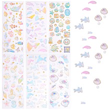 Arricraft 6Sheets 6 Style Epoxy Resin Sticker, for Scrapbooking, Travel Diary Craft, Mixed Patterns, 1sheet/style