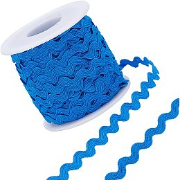 Gorgecraft Wave Bending Fringe Trim, Sewing Ribbon, with Plastic Empty Spools, Blue,  3/16 inches~3/8 inch(5~8.5mm), about 25m/strand, 1strand