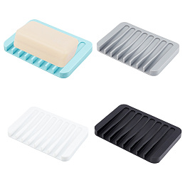 AHANDMAKER 4 Pcs Self Draining Soap Dishes, Waterfall Soap Dish for Shower, Silicone Bars Soap Holder, Easy Clean Soap Tray Saver Drainer for Bathtub Sinks Sponges Scrubber Bathroom Kitchen