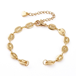 Honeyhandy Brass Coffee Bean Chains Bracelet Makings, with  304 Stainless Steel Lobster Claw Clasps, Chain Extender & Jump Rings, Golden, 6-1/8 inch(15.5cm)