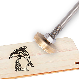 SUPERDANT 30mm Branding Iron Dolphin Pattern BBQ Heat Stamp with Brass Head and Wood Handle Grilling Tools and Accessories for Wood Leather and Most Plastics