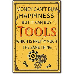 CREATCABIN Metal Vintage Tin Sign Money Can't Buy Happyness But It Can Buy Tools Wall Decor Decoration for Home Wall Art Kitchen Bar Pub Room Farm Garage Vintage Retro Poster Plaque 12 x 8inch