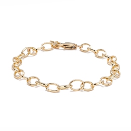 Honeyhandy Brass Cable Chain Bracelet, with 304 Stainless Steel Findings for Teen Girl Women,, Real 18K Gold Plated, 7-1/2 inch(19cm)