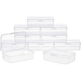 SUPERFINDINGS About 10pcs Clear Rectangle Transparent Plastic Bead Containers with Hinged Lids for Earplugs Pills Herbs Tiny Bead Earring Jewelry Candy Gifts Party Favor, 3.35x2.17x1.02 Inches