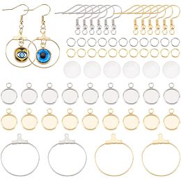 UNICRAFTALE 2 Colors 16 Sets DIY Blank Dome Earring Making Kit 32 Pcs Hoop Earrings 40 Pcs Earring Hooks with 10mm Flat Round Cabochon Base Setting Trays for DIY Jewelry Making Kit