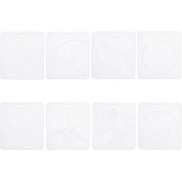 AHANDMAKER Quilting Template, 8pcs Thorn Embroidered Templates Transparent Sewing Machine Templates DIY Drawing Template Graffiti Stencils for Industrial and Domestic Sewing