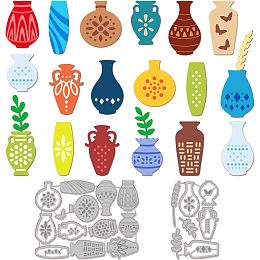 GLOBLELAND Ceramic Vases Cutting Dies for DIY Scrapbooking Metal Leaves Vases Die Cuts Embossing Stencils Template for Paper Card Making Decoration Album Craft Decor