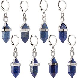 UNICRAFTALE 4 Pairs Quartz Earrings Blue Natural Quartz Stone Dangle Earrings Healing Crystal Hoop Earrings Long Crystal Earrings Valentine's Day