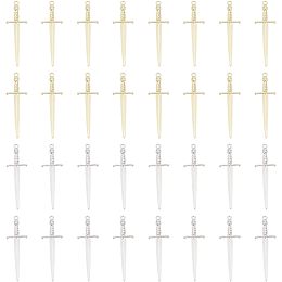 UNICRAFTALE 32pcs 2 Colors Swords Knife Bookmark Charms Plating Alloy Sword with Skull Pendants Dagger Punk Earring Charms for DIY Jewelry Making and Custom Toymaking