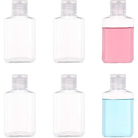 BENECREAT 24 Pack 2oz Clear Squeeze PET Plastic Bottles with Flip Caps Refillable Flip-Top Bottles for Shampoo Lotion, Liquid Travel Outdoor