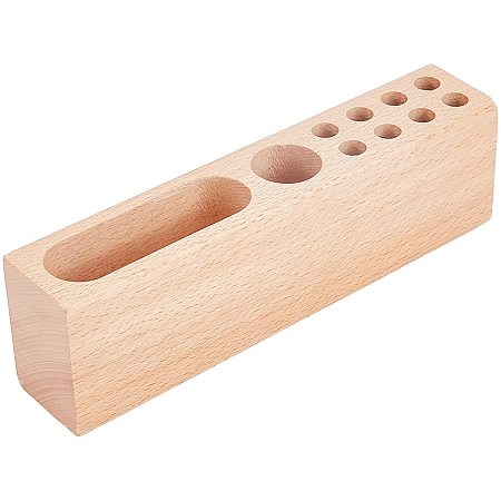 CRASPIRE Wood Pen Pencil/Remote Control Holder Container Stationery Case Office Desktop Organizer with Hollow Design for School Things, Living Goods, Office Supplies (10 Holes)