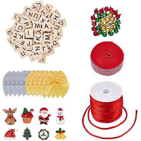 CHGCRAFT 252Pcs Christmas Ornaments Crafts for Kids Adults Personalized Ornament Set for Xmas Tree Decorations DIY Gift Tags Ribbon Scrabble Letter Tiles Bells Decorative Hanging Home Decor Craft Kits