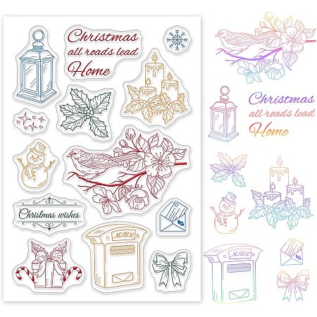 GLOBLELAND Christmas Pattern Silicone Clear Stamps for Card Making DIY Scrapbooking Photo Album Decorative Paper Craft,6.3x4.3 Inches