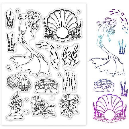 GLOBLELAND Ocean Theme Clear Stamps Sea Life Transparent Silicone Stamp Seal for Card Making Decoration and DIY Scrapbooking