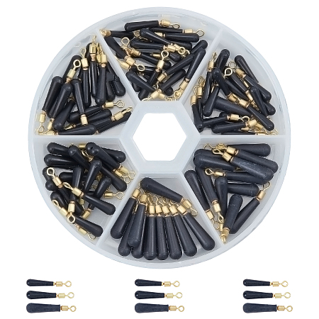SUPERFINDINGS 60Pcs 3 Styles Brass with Plastic Fishing Rig Floats, Fishing Accessories, for Freshwater Saltwater Fishing, Teardrop, Black, 17~19x2.5~4mm, Hole: 1mm, 20pcs/style