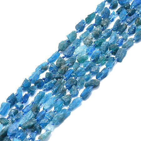Raw Rough Natural Apatite Beads Strands, Nuggest, 8~12x5~7.5x3~6.5mm, Hole: 0.8mm, about 33~38pcs/strand, 15.55 inch(39.5cm)