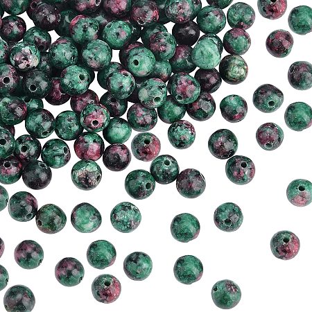 OLYCRAFT 128Pcs 6mm Natural Stone Beads Natural Ruby Zoisite Beads Strands Round Loose Gemstone Beads Energy Stone for Bracelet Necklace Jewelry Making