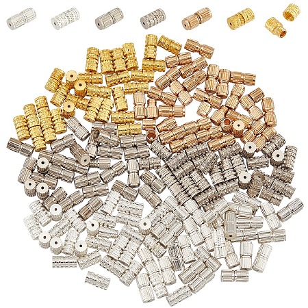 NBEADS 180 Sets Screw Twist Clasps, 6 Styles Brass Screw Clasps Column Barrel Screw Clasps Jewelry End Tip Caps for Bracelet Necklace Jewelry Making Findings, 7x4mm/8x4mm, Hole: 0.7mm