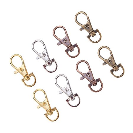 NBEADS 100Pcs Random Mixed Color Alloy Swivel Clasps, Swivel Lobster Claw Clasps Snap Hooks for Key Ring and Craft Findings