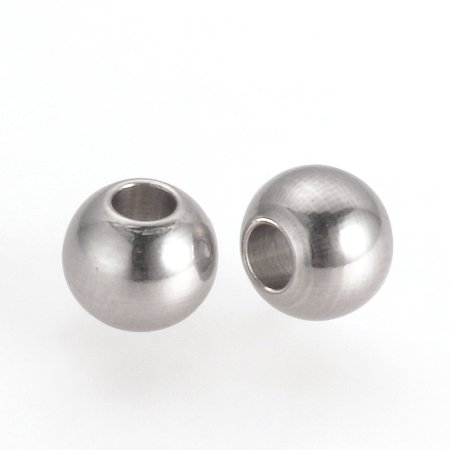 NBEADS 500pcs Stainless Steel Spacer Beads Round Loose Beads for DIY Jewelry Making Findings 6X5mm