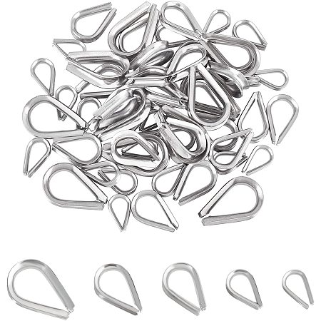 UNICRAFTALE About 60pcs 5 Sizes 2-5mm Stainless Steel Wire Guardian Wire Guard Guardian Protectors Loops U Shape Accessories for DIY Necklaces Jewelry Making, Stainless Steel Color