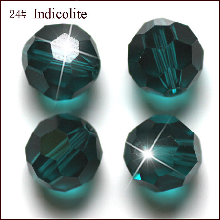 Honeyhandy Imitation Austrian Crystal Beads, Grade AAA, Faceted, Round, Teal, 6mm, Hole: 0.7~0.9mm