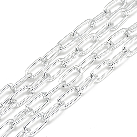 ARRICRAFT Aluminum Cable Chains, Unwelded, with Card Paper, Oval, Gainsboro,15.5x7.5x2mm
