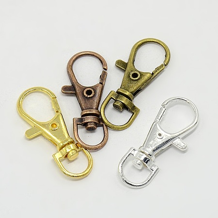 Honeyhandy Mixed Alloy Swivel Lobster Claw Clasps, Swivel Snap Hooks, Mixed Color, 35x13x4mm, Hole: 8.5x6mm