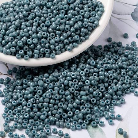 Honeyhandy MIYUKI Round Rocailles Beads, Japanese Seed Beads, 8/0, (RR4479) Duracoat Dyed Opaque Moody Blue, 3mm, Hole: 1mm, about 422~455pcs/10g