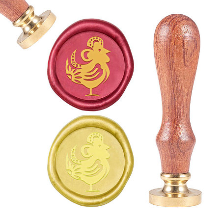 CRASPIRE Brass Wax Seal Stamp, with Natural Rosewood Handle, for DIY Scrapbooking, Animal Pattern, Stamp: 25mm, Handle: 83x22mm; Head: 7.5mm