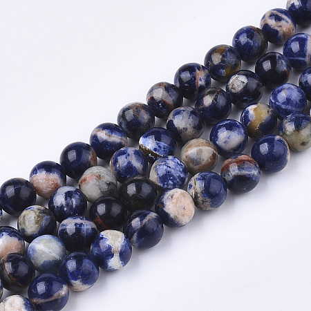 ARRICRAFT Natural Sodalite Beads Strands, Round, 8mm, Hole: 1mm, about 50pcs/strand, 15.7 inches