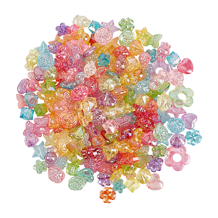 Chgcraft Transparent Acrylic Charms & Beads, AB Color Plated, Mixed Shapes, Mixed Color, 12x11mm, Hole: 1.6mm; about 920pcs/500g