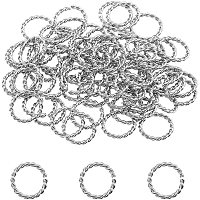 Unicraftale 304 Stainless Steel Jump Rings, Open Jump Rings, Twisted, with Bead Container, Stainless Steel Color, 12x1.5mm; Inner Diameter: 9mm, about 100pcs/box