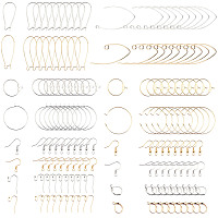 SUNNYCLUE Brass Earrings Findings Kits, Earring Hooks & Leverback Earring Finding, for DIY Earrings, Platinum & Golden, 170pcs/box