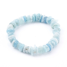 Honeyhandy Chips Natural Aquamarine Beads Stretch Bracelets, Inner Diameter: 2-1/8 inch(5.5cm)